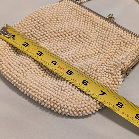 Vintage Lumured Cordé Bead Beaded Purse Clutch - Picture 9 of 13